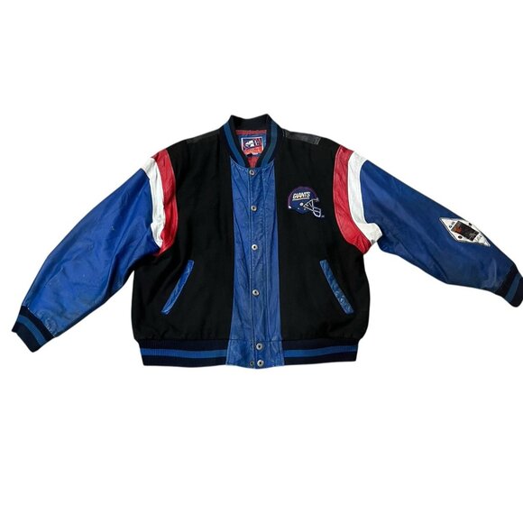 G-III Sports Carl Banks XL New York Giants Leather Quarterback Varsity Jacket VT - Picture 3 of 15